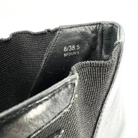 BRIAN ATWOOD Shoes Womens 8 Black Duris Heeled Leather Ankle Bootie Embossed